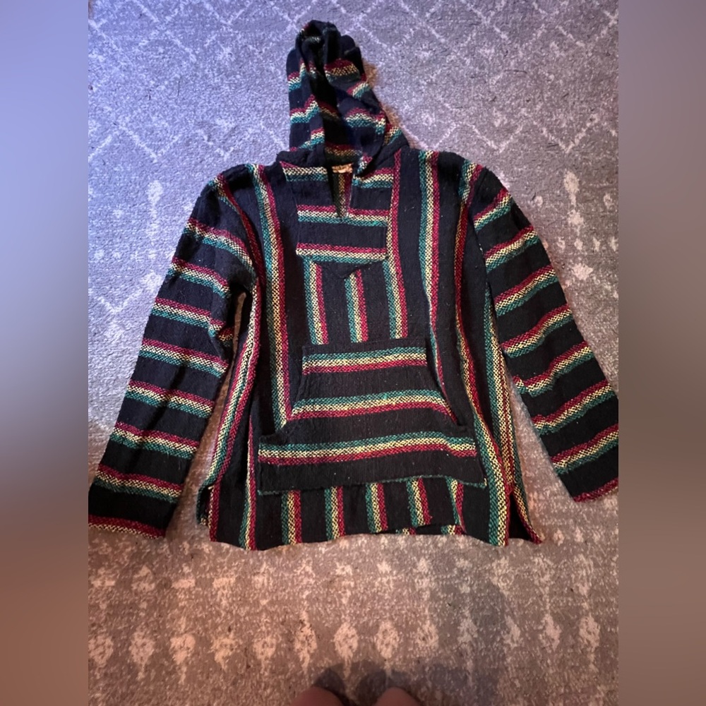 Rasta Color Woven Baja Hoodie